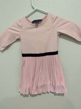 Polo Ralph Lauren Girls Long Sleeve Pleated Knit Dress